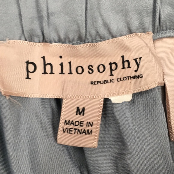 Philosophy Full Flowy Midi Skirt Medium Green Blue Pockets Festival Spring - Picture 6 of 8